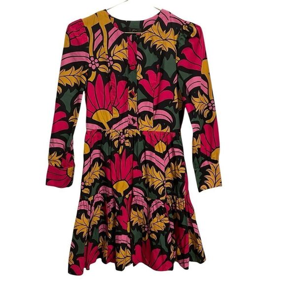 J. Crew Ratti Tiered Popover Dress Floral Size 00 - Picture 2 of 8